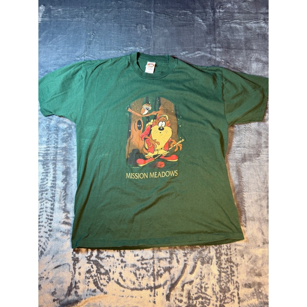 Looney Tunes Taz Mission Meadows Graphic Tee Vintage Cartoon XL